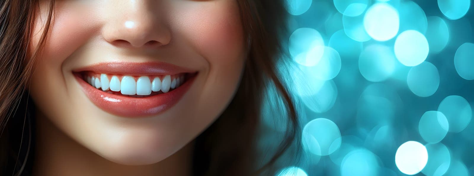 Close-up of healthy, even teeth after composite bonding